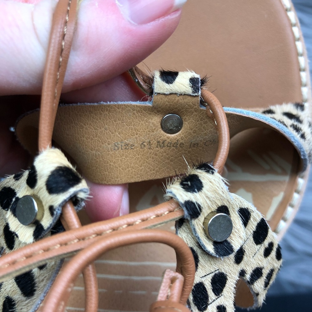 Dolce Vita Lyndon Calf Hair Lace Up Heeled Sandals - Picture 4 of 7